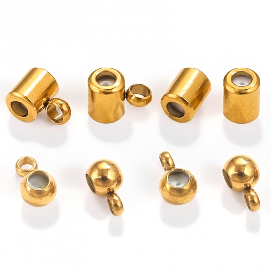 Picture of 304 Stainless Steel Stopper Spacer Beads With Rubber Core For DIY Jewelry Making Findings