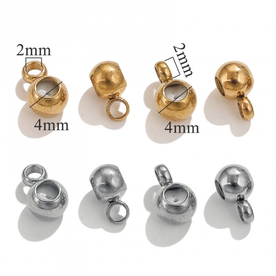 Image de 5 Pcs Perles d'Espacement de Bouchon avec Noyau en Caoutchouc Accessories pour DIY Fabrication de Bijoux en 304 Acier Inoxydable