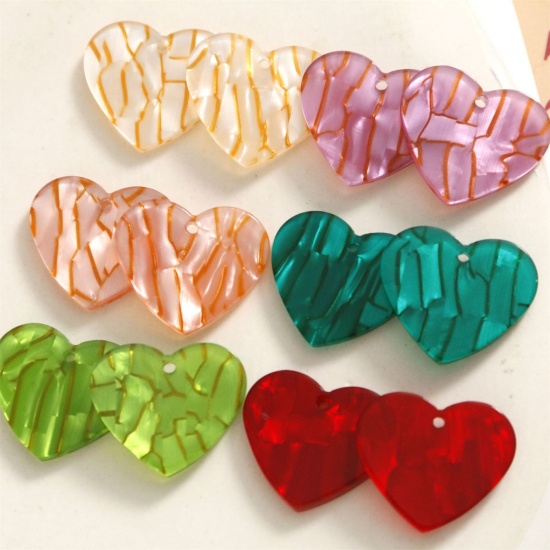 Picture of Acrylic Valentine's Day Charms Heart Multicolor 22mm x 19mm