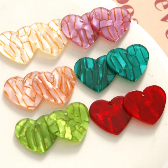 Picture of Acrylic Valentine's Day Charms Heart Multicolor 22mm x 19mm