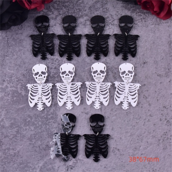 Picture of Acrylic Halloween Pendants Skeleton Skull Multicolor Hollow 6.7cm x 3.8cm