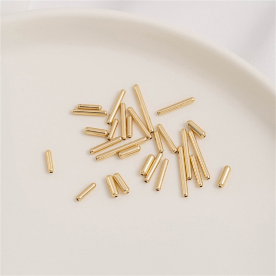 Picture of Brass Beads For DIY Jewelry Making 14K Real Gold Plated Tube