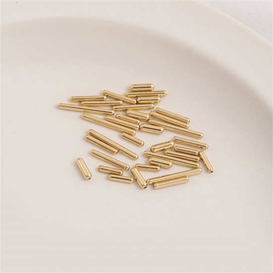 Picture of Brass Beads For DIY Jewelry Making 14K Real Gold Plated Tube