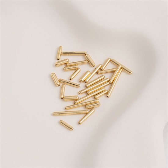 Picture of Brass Beads For DIY Jewelry Making 14K Real Gold Plated Tube