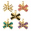 Picture of Brass Clothes Charm Pendant 18K Gold Plated Multicolor Bowknot Enamel 17.5mm x 17mm