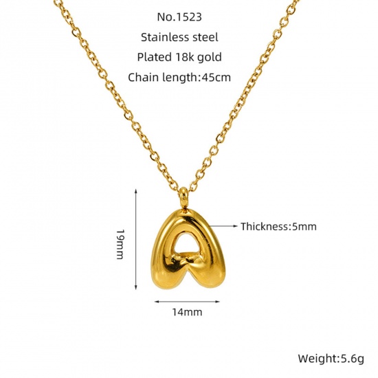 Image de 1 Pièce Collier à Pendentif Chaîne Maille Forçat en 304 Acier Inoxydable À la Mode Multicolore Alphabet Majuscule Lettre Initiale Unisexe 45cm long