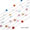 Picture of 304 Stainless Steel & Natural Shell Beaded Chain For Handmade DIY Jewelry Making Findings Round Silver Tone