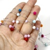 Picture of 304 Stainless Steel & Natural Shell Beaded Chain For Handmade DIY Jewelry Making Findings Round Silver Tone
