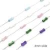 Picture of 304 Stainless Steel & Natural Shell Beaded Chain For Handmade DIY Jewelry Making Findings Bamboo-shaped Silver Tone 4mm