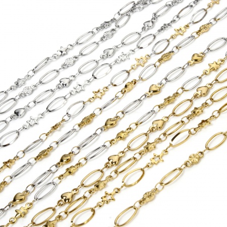304 Stainless Steel Handmade Link Chain For Handmade DIY Jewelry Making Findings 4mm