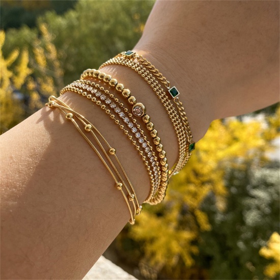 Picture of Eco-friendly Stylish Simple Real Gold Plated 304 Stainless Steel Bracelets For Women 19cm(7.5") long