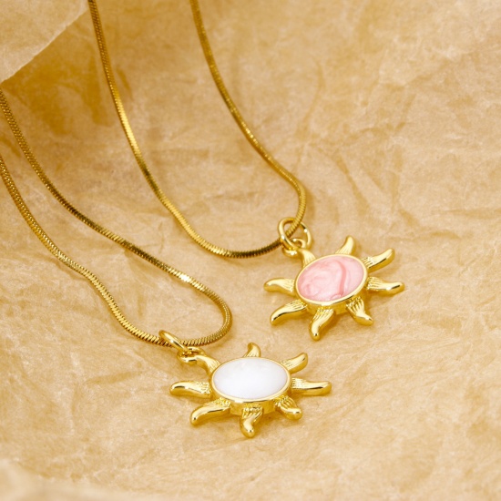 Immagine di 1 Piece Eco-friendly Brass Galaxy Charms 18K Real Gold Plated Multicolor Pearlized Sun Enamel 23mm x 17mm