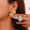 Bild von 1 Paar Umweltfreundlich Stilvoll Echtgold plattiert 316L Edelstahl Blumen Ohrring Ohrstecker Für Frauen