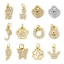 Picture of Eco-friendly Brass Charms 18K Real Gold Plated Micro Pave Clear Cubic Zirconia