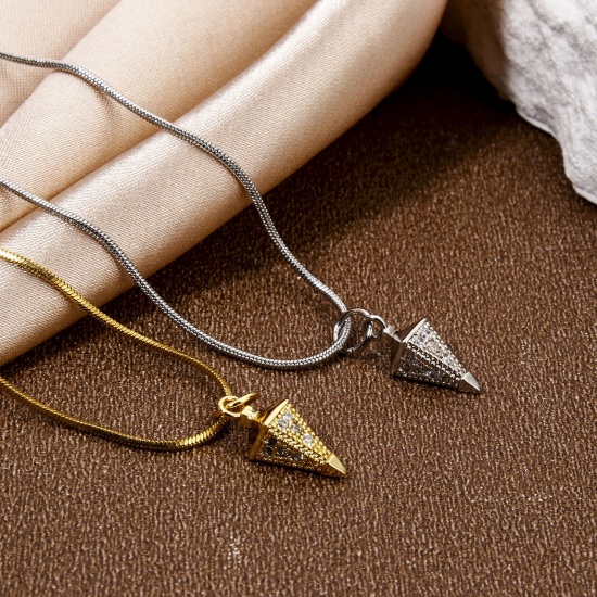 Imagen de 1 Unidad Respetuoso del Medio Ambiente Latón Micro Pave Colgantes Afilar Oro Real Chapado 3D Claro Circón Artificial 18mm x 5mm