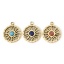 Immagine di 1 Pz Placcatura Sottovuoto Ecologica 304 Acciaio Inossidabile Galassia Ciondoli Tondo 14K Vero Oro Placcato Sole Con Cabochon di Gemma Sintetica 15mm x 12mm
