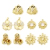 Image de 1 Pièce Breloques en Laiton Respectueux de la Nature Fleur Plaqué Or Véritable 18K 3D