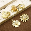 Image de 1 Pièce Breloques en Laiton Respectueux de la Nature Fleur Plaqué Or Véritable 18K 3D