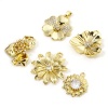 Image de 1 Pièce Breloques en Laiton Respectueux de la Nature Fleur Plaqué Or Véritable 18K 3D