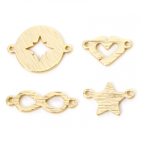 5 個 真鍮 コネクター ペンダント チャーム 18Kゴールドメッキ ドローベンチ