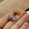 Picture of Brass Micro Pave Charmes Multicolor Skull 3D Clear Cubic Zirconia 22mm x 9.5mm
