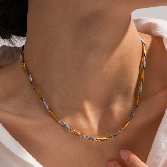 Picture of Eco-friendly 18K Real Gold Plated & Silver Tone 304 Stainless Steel Necklace