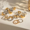 Изображение 1 ШТ Экологичный Инс Стиль 18K настоящее золото с покрытием + Серебряный Тон 304 Нержавеющая Сталь Нерегулируемый Кольца 17.3мм(Американский Размер 7)