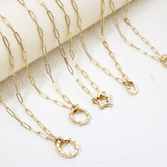 Picture of 1 Piece Brass Paperclip Chain Necklace Gold Plated With Spring Ring Clasp