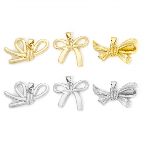 Umweltfreundlich Messing Kleidung Anhänger Echtgold plattiert Schleife Umweltfreundlich Messing Kleidung Anhänger Echtgold plattiert Schleife