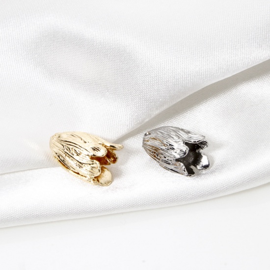 Imagen de 2 Unidades Respetuoso del Medio Ambiente Latón Colgantes Flor de Tulipán Oro Real Chapado 3D 16mm x 10mm