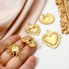 Picture of Eco-friendly Vacuum Plating 304 Stainless Steel Valentine's Day Pendants 18K Real Gold Plated Heart Sun