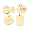 Picture of Eco-friendly Vacuum Plating 304 Stainless Steel Charms 18K Real Gold Plated Round Oval Message " Goodluck "