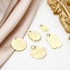 Picture of Eco-friendly Vacuum Plating 304 Stainless Steel Charms 18K Real Gold Plated Round Oval Message " Goodluck "