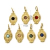 Picture of Eco-friendly Vacuum Plating 304 Stainless Steel Charms 18K Real Gold Plated Multicolor Oval Sun Rays With Resin Cabochons 26mm x 11mm