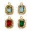 Immagine di 1 Pz Placcatura Sottovuoto Ecologica 304 Acciaio Inossidabile Ciondoli Ottagono Oro Placcato Multicolore Cubic Zirconiae 14mm x 9mm