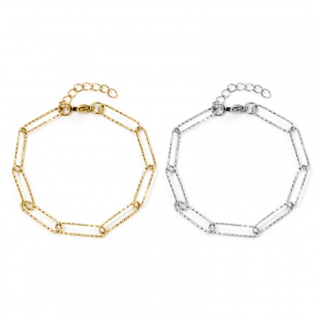 304 Stainless Steel Paperclip Chain Bracelets Textured 18cm(7.1") long