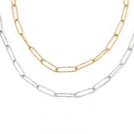 304 Stainless Steel Paperclip Chain Necklace For DIY Jewelry Making Multicolor 46cm(18.1") long