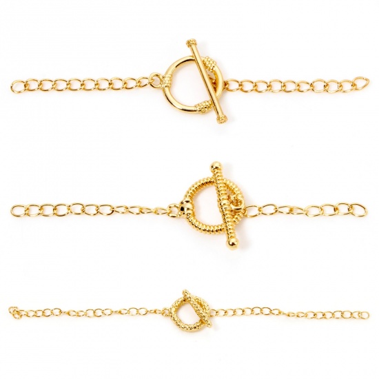 Picture of Eco-friendly Brass Toggle Clasps Round 18K Real Gold Plated With Extender Chain