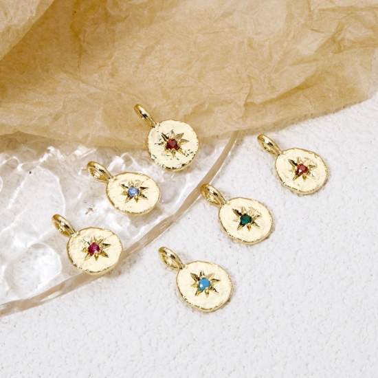 Immagine di 2 PCs Brass Galaxy Charms 18K Gold Plated Irregular Star Multicolour Cubic Zirconia 17mm x 11mm