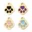 Picture of Eco-friendly Vacuum Plating 304 Stainless Steel Pet Memorial Charms 14K Gold Plated Multicolor Dog Paw Claw Enamel 10mm x 8mm