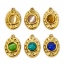 Immagine di 1 Pz Placcatura Sottovuoto Ecologica 304 Acciaio Inossidabile Martellato Ciondoli Ovale 18K Vero Oro Placcato Multicolore Con Cabochon di Gemma Sintetica 18mm x 12mm
