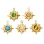 Immagine di 1 Pz Placcatura Sottovuoto Ecologica 304 Acciaio Inossidabile Galassia Ciondoli Stella 18K Vero Oro Placcato Multicolore Con Cabochon di Gemma Sintetica 21mm x 18mm