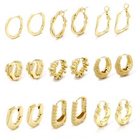 Umweltfreundlich Minimalistisch Stilvoll 18K Echtgold plattiert Messing Hoop Ohrringe Für Frauen