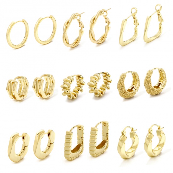 Picture of Eco-friendly Minimalist Stylish 18K Real Gold Plated Brass Hoop Earrings For Women