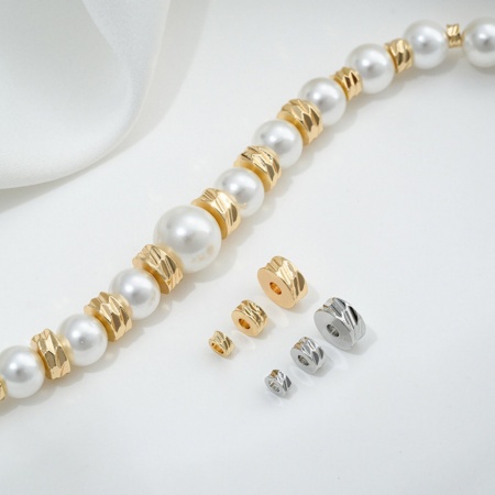 Eco-friendly Brass Spacer Beads For DIY Bracelet Jewelry Making Findings Real Gold Plated Flat Round Stripe