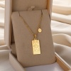 Picture of Vacuum Plating Ins Style Stylish & Casual 18K Gold Plated 304 Stainless Steel Rectangle Constellation Necklace For Women 38cm(15") long