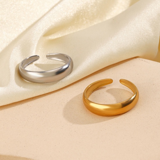 Immagine di 2 Pz Elegante Semplice Multicolore 304 Acciaio Inossidabile Aperto Liscio Anello Per Donne 17mm