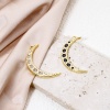 Imagen de 1 Unidad Latón Galaxia Colgantes Luna Media 18K Oro Real Chapado 3.6cm x 1.8cm