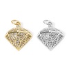 Image de 1 Pièce Breloques Micro Pave en Laiton Respectueux de la Nature Diamant Plaqué Or Véritable à Zircone Cubique Clair 20mm x 15mm