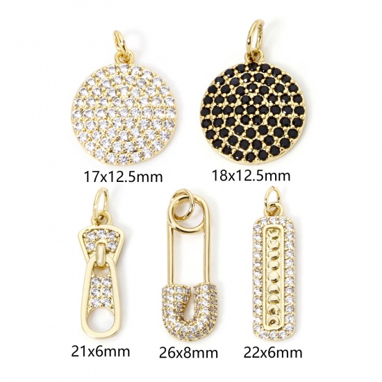 Imagen de 1 Unidad Respetuoso del Medio Ambiente Latón Micro Pave Colgantes 18K Oro Real Chapado Claro Circón Artificial 20mm x 15mm